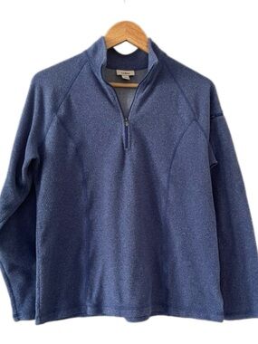 LL Bean Women’s Blue Quarter-Zip Fleece Lightweight Pullover - L